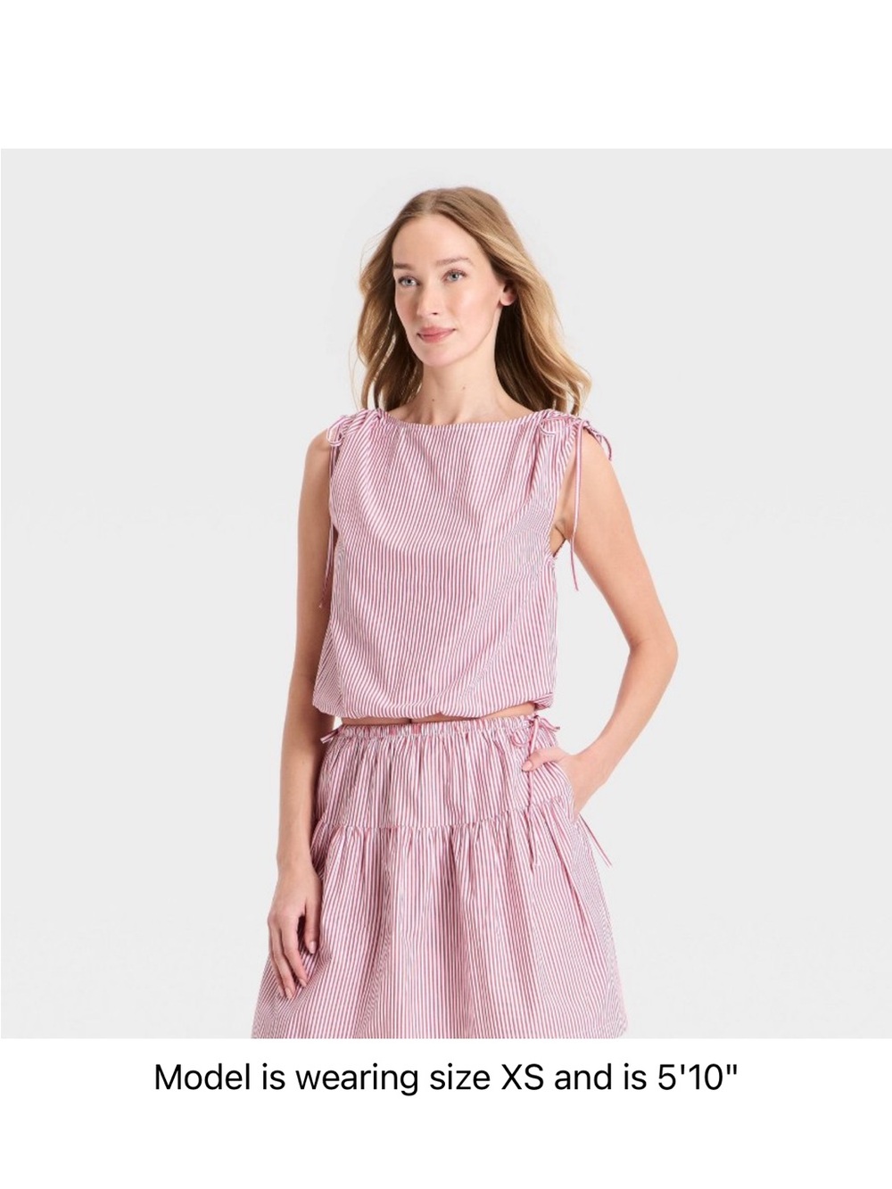a new day Pink and White Striped Sleeveless Blouse
